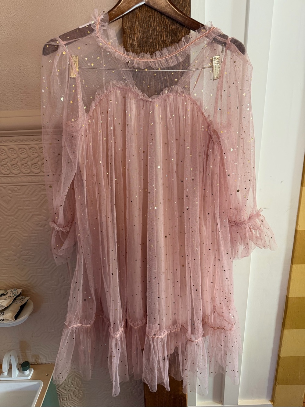 Glenda Costume Pink Star Mesh Party Dress